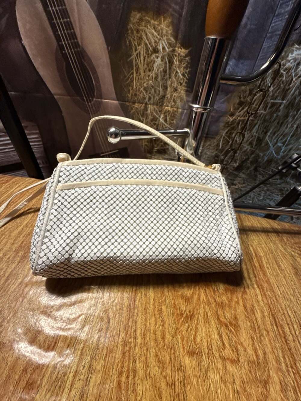 Bags By Marlo Vintage White Metal Mesh Shoulder Bag